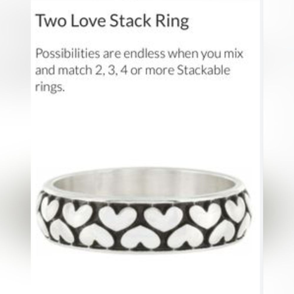 Brighton Two Love Stack Ring with Heart Design, Size 9 - Picture 1 of 6